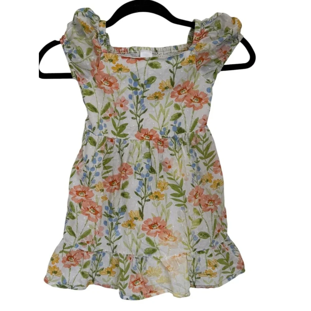 Gymboree Girls Floral Dress 5T Cottagecore Boho Ruffle Sleeves 100% Cotton